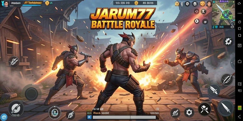 Gameplay menegangkan dari JARUM77 dalam pertarungan Battle Royale.