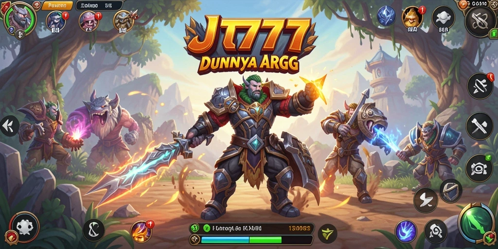 Tampilan gameplay JT777 menampilkan pertarungan menegangkan di dunia fantasi.