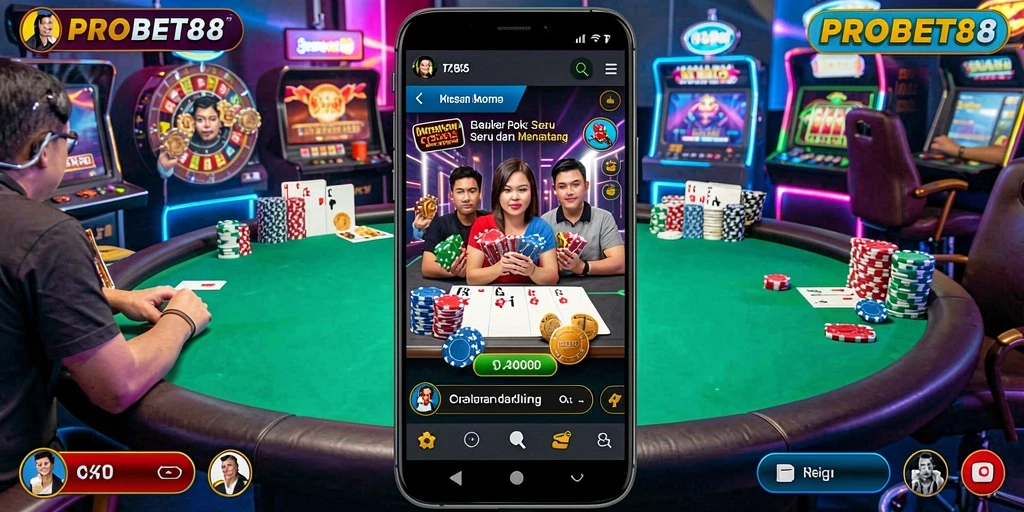 Screenshot gameplay <strong>PROBET88</strong> dengan suasana Poker yang mendebarkan.