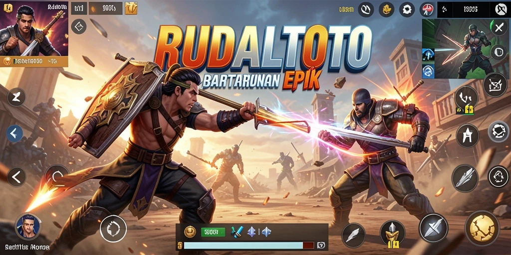 Gameplay seru dalam RUDALTOTO: pertarungan mendebarkan di lapangan Battle Royale.