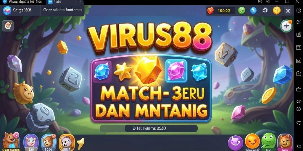 Tampilan gameplay seru di VIRUS88 dengan virus warna-warni.